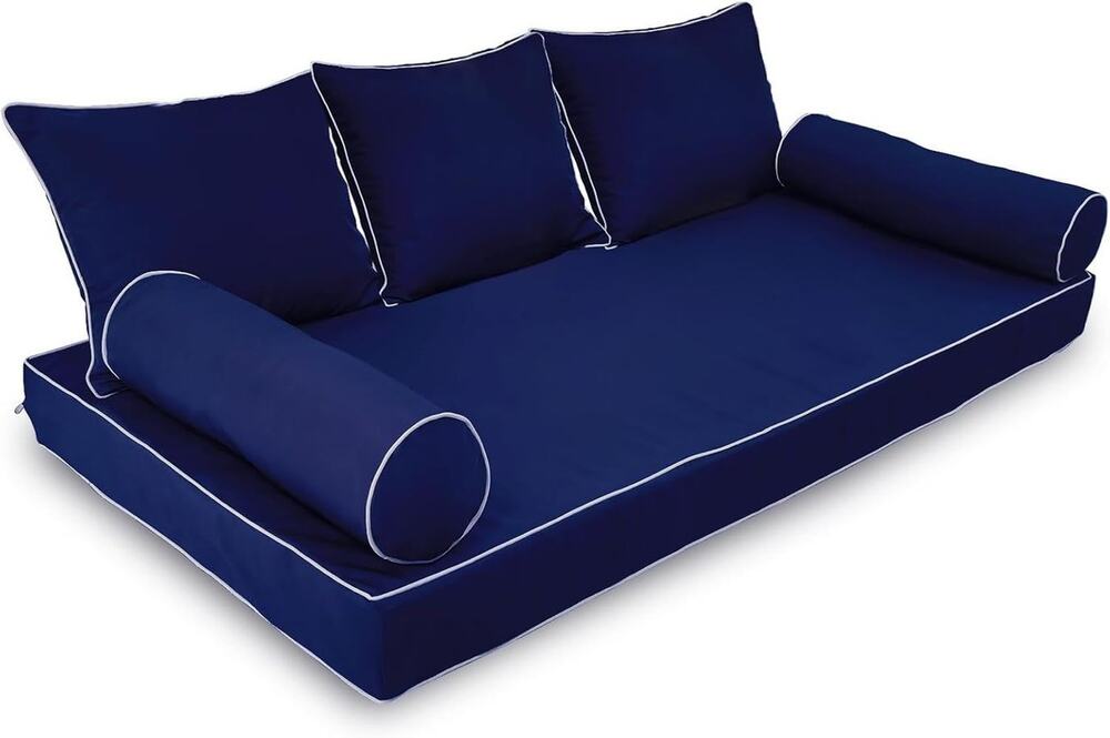 Navy Blue Twin Size Porch Swing Bed Cushion Cover Waterproof Outdoor Mattress